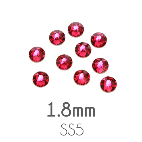 Beads & Swarovski Crystals 1.8mm Swarovski Flat Back Crystals, Ruby / Dark Pink, Pack of 20  