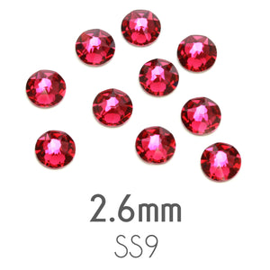 Beads & Swarovski Crystals 2.6mm Swarovski Flat Back Crystals, Ruby / Dark Pink, Pack of 20  