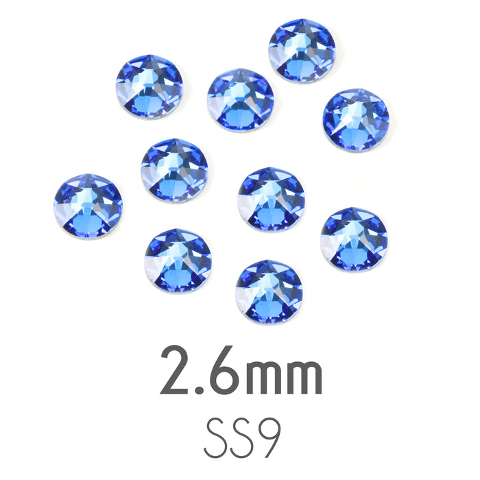 2.6mm Swarovski Flat Back Crystals, Sapphire, Pack of 20