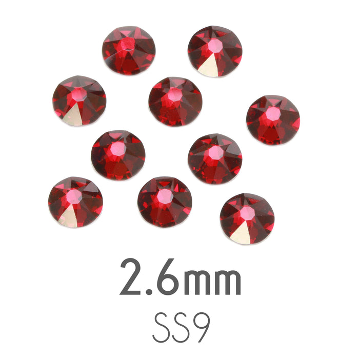 2.6mm Swarovski Flat Back Crystals, Siam, Pack of 20