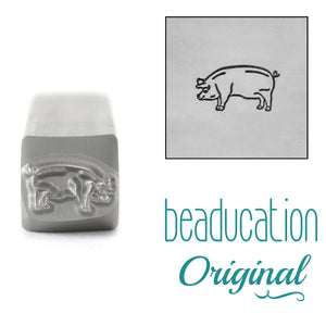 Pig Facing Left Metal Design Stamp, 8mm - Beaducation Original