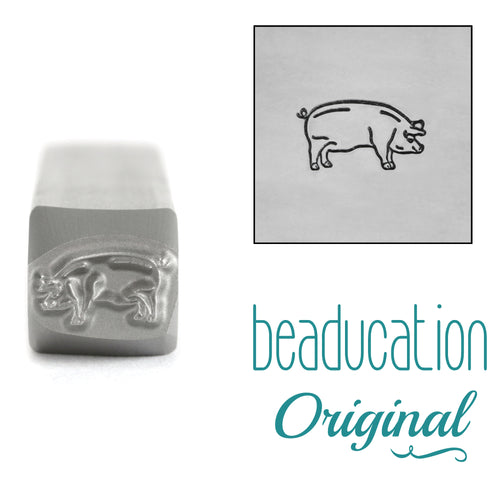 Pig Facing Right Metal Design Stamp, 8mm - Beaducation Original