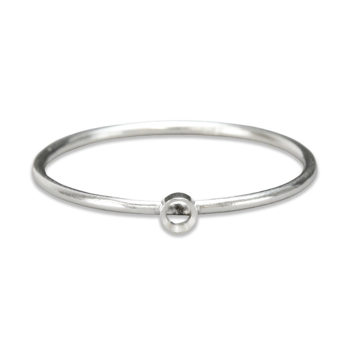 Sterling Silver 2mm Bezel Stacking Ring, SIZE 5