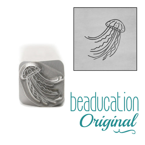 Jellyfish Swimming Right Metal Design Stamp, 8.5mm - Beaducation Original