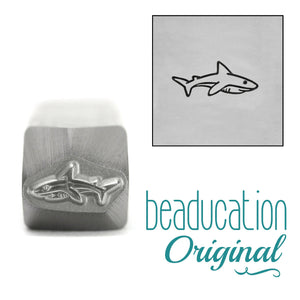 Mama or Papa Shark Swimming Right Metal Design Stamp, 10mm - Beaducation Original