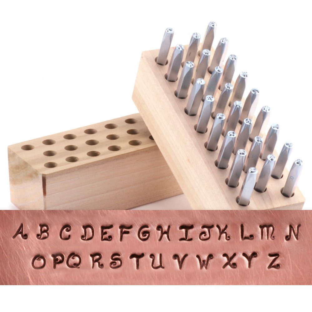 KissyFace font, 2 mm upper case, letter stamps, metal stamping