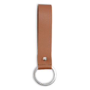 Rivets and Findings  Base Metal Key Ring with Brown / Coffee Color Faux Leather Strap