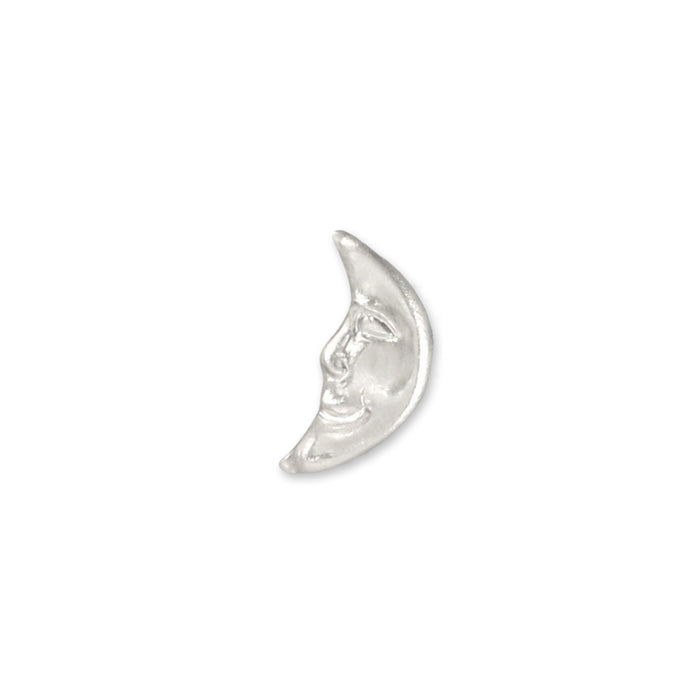 Sterling Silver Crescent Moon Face Solderable Accent, 7.6mm (.3") x 3.8mm (.15"), 26 Gauge - Pack of 5