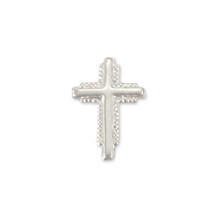 Sterling Silver Textured Cross Solderable Accent, 10.9mm (.43") x 7.5mm (.3"), 26 Gauge - Pack of 5