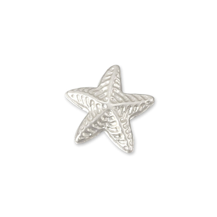 Sterling Silver Puffy Starfish Solderable Accent, 8.9mm (.35") x 8.5mm (.33"), 26 Gauge - Pack of 5