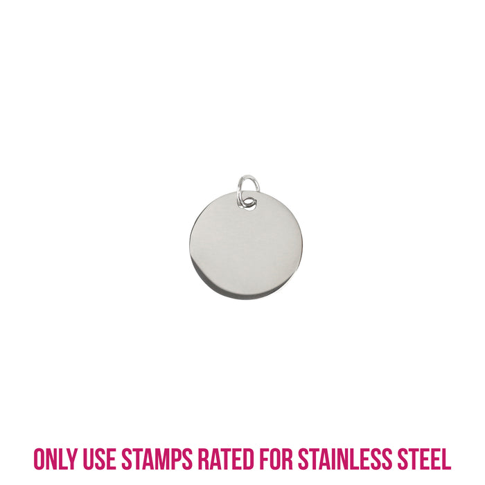 CLOSEOUT Stainless Steel Round, Disc, Circle with Hole, 13mm (.51"), 18 gauge, Pack of 5