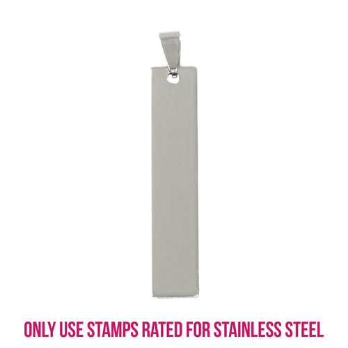Metal Stamping Blanks Stainless Steel Rectangle Bar with Hole and Bail, 42mm (1.65") x 10mm (.4"), 14g, Pack of 5