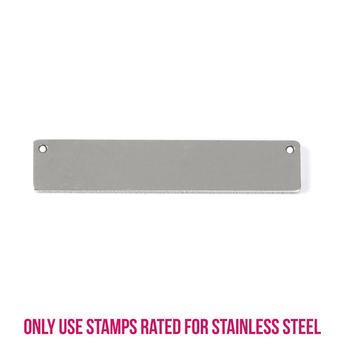 Metal Stamping Blanks Stainless Steel Rectangle Bar with Holes, 39.8mm (1.5") x 8.2mm (.32"), Pack of 5