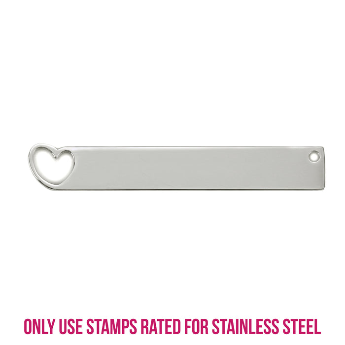 Stainless Steel Bar Rectangle with Heart Cutout, 40mm (1.6") x 6.4mm (.25"), 14g