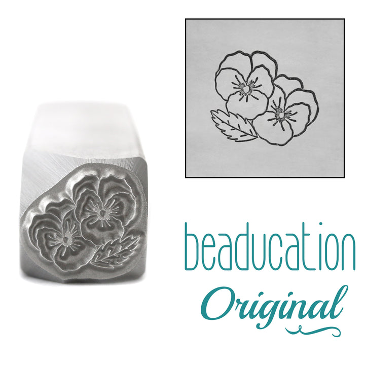 Violet Metal Design Stamp, February Birth Month Flower, 11mm - Beaducation Original