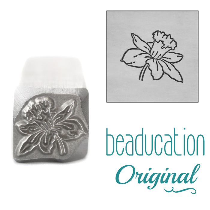 Daffodil Metal Design Stamp, March Birth Month Flower, 11mm - Beaducation Original