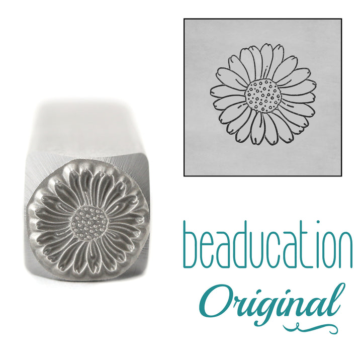 Daisy Metal Design Stamp, April Birth Month Flower, 11mm - Beaducation Original