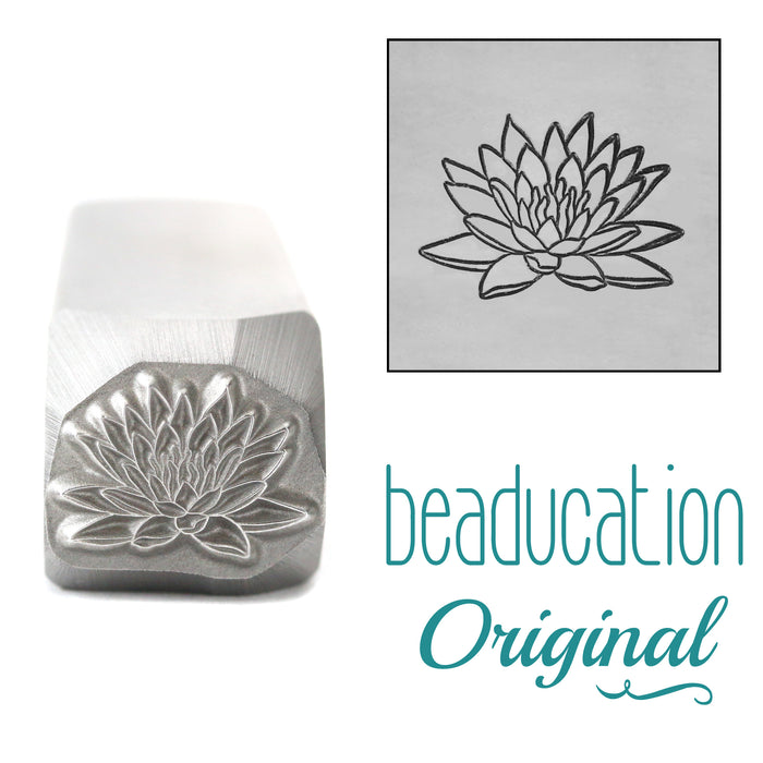 Water Lily Metal Design Stamp, July Birth Month Flower, 11mm - Beaducation Original