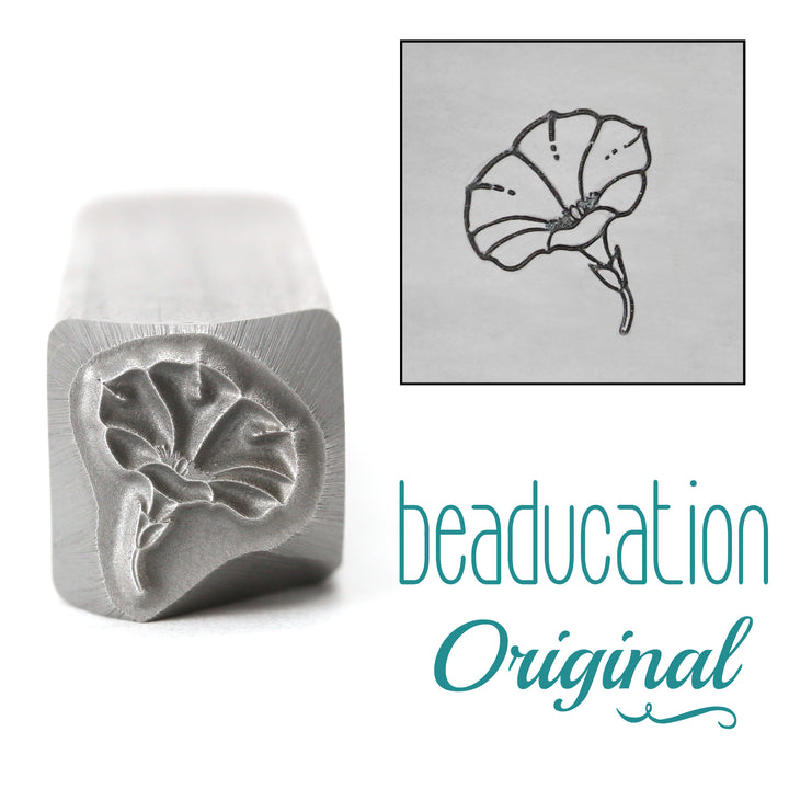 Morning Glory Metal Design Stamp, September Birth Month Flower, 10mm - Beaducation Original