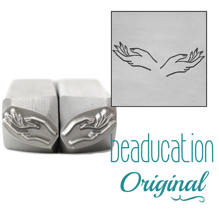 Hands, Set of Left and Right Metal Design Stamps, 11mm - Beaducation Original