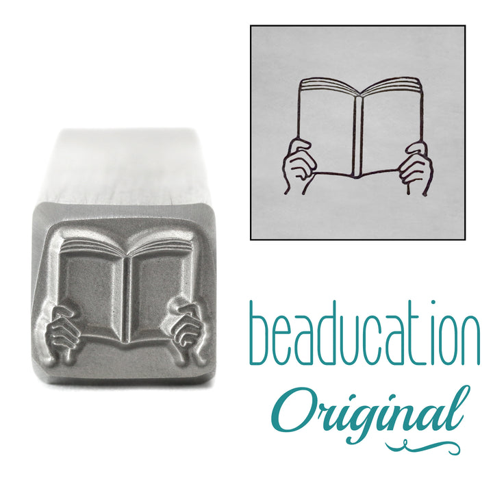Hands Holding Book Metal Design Stamp, 11mm - Beaducation Original