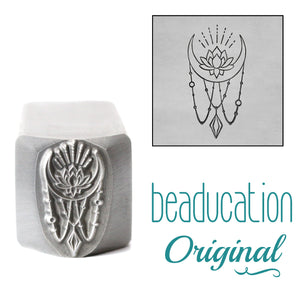 Lotus Moon with Strands of Beads Metal Design Stamp, 14.5mm - Beaducation Original