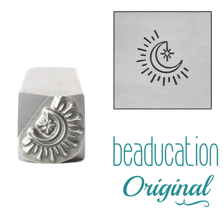 Moon with Dangling Star Metal Design Stamp, 8.3mm - Beaducation Original
