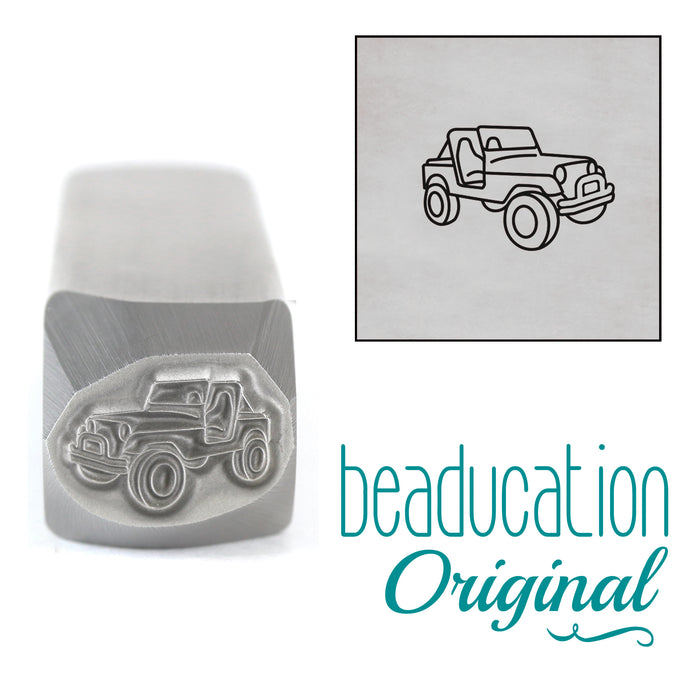 Classic 4x4 Vintage SUV Off Road Vehicle Driving Right Metal Design Stamp, 10mm - Beaducation Original