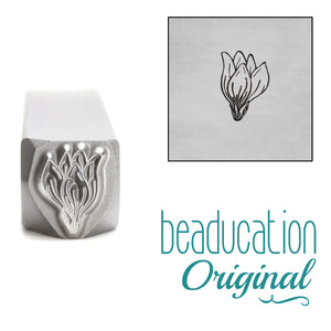 Metal Stamping Tools Magnolia Closed Flower Bud Metal Design Stamp, 8mm - Beaducation Original