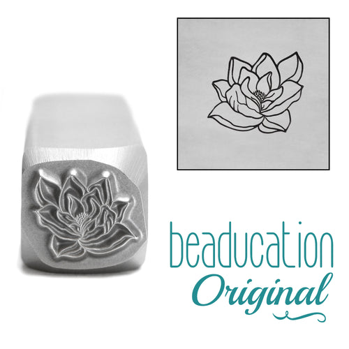 Metal Stamping Tools Magnolia Open Flower 2 Metal Design Stamp, 10mm - Beaducation Original