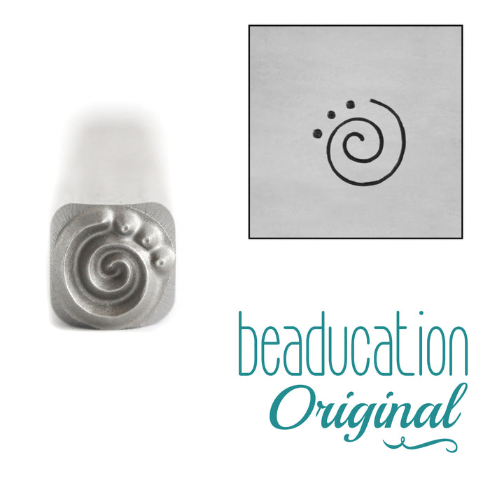 Spiral 3 Dots Metal Design Stamp, 5mm - Beaducation Original