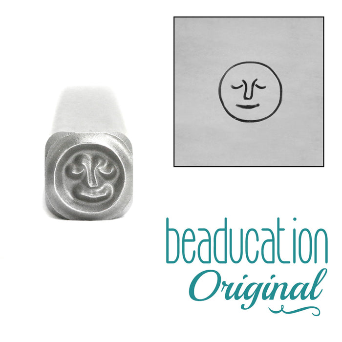 Full Moon with Face Metal Design Stamp, 5mm - Beaducation Original