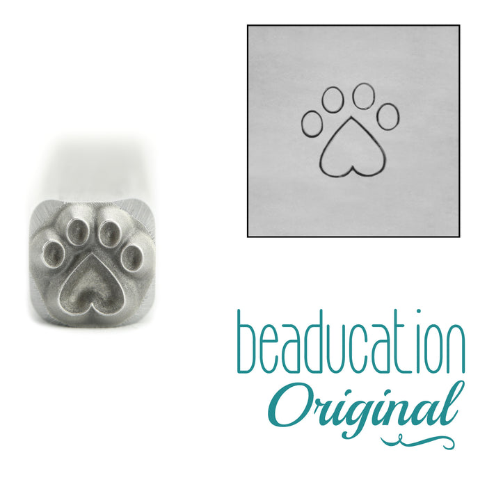 Paw with Heart Metal Design Stamp, 5mm - Beaducation Original