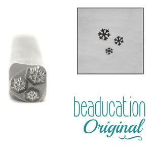 Metal Stamping Tools Three Tiny Snowflakes Design Stamp, 5mm - Beaducation Original