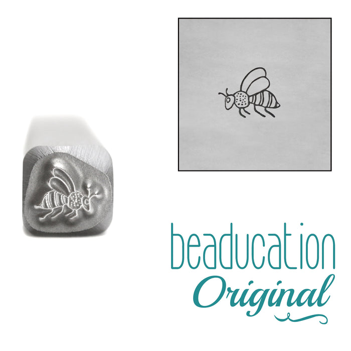 Bee Flying Left Metal Design Stamp, 4.5mm - Beaducation Original