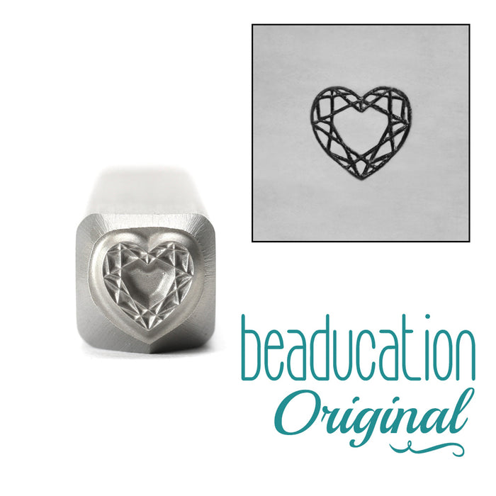 Faceted Heart Design Stamp, 6mm - Beaducation Original