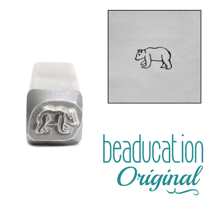 CLOSEOUT Baby Bear Walking Left Metal Design Stamp, 6.5mm - Beaducation Original