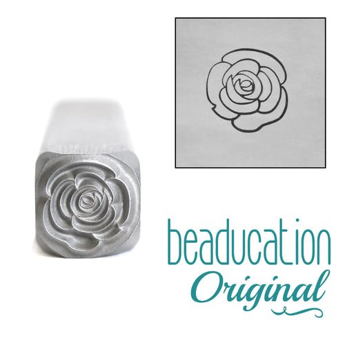 Metal Stamping Tools Open Rose Flower Metal Design Stamp, 8mm - Beaducation Original