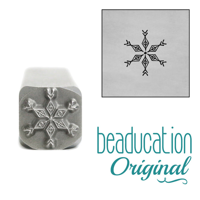 Boho Snowflake Metal Design Stamp, 8mm - Beaducation Original