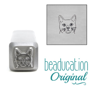 Metal Stamping Tools Cat Face Metal Design Stamp, 8mm - Beaducation Original