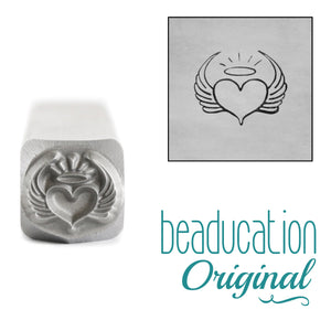 Metal Stamping Tools Heart with Wings and Halo Metal Design Stamp, 8mm - Beaducation Original