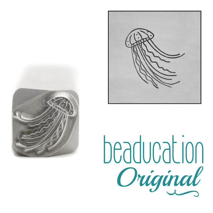 Jellyfish Swimming Left Metal Design Stamp, 8.5mm - Beaducation Original
