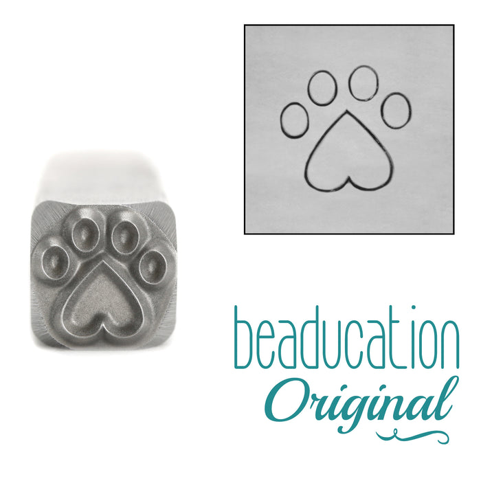 Paw with Heart Metal Design Stamp, 8mm - Beaducation Original