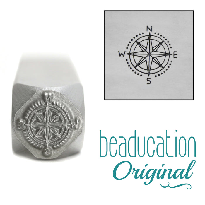 Compass Metal Design Stamp, 10mm - Beaducation Original