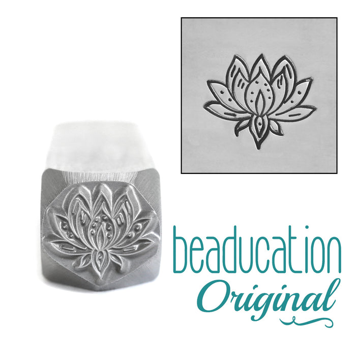 Large Lotus Flower Metal Design Stamp, 11mm - Beaducation Original