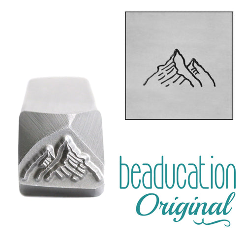 Metal Stamping Tools Two Mountains, Tall Peak on the Left Metal Design Stamp, 12mm - Beaducation Original
