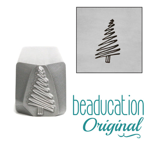 Metal Stamping Tools Scribble Christmas Tree Metal Design Stamp, 11mm - Beaducation Original 