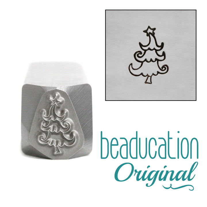 Metal Stamping Tools Whimsical Christmas Tree Metal Design Stamp, 10.2mm - Beaducation Original