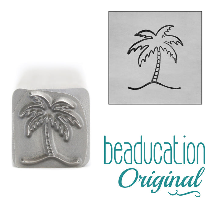 Palm Tree Leaning Left Metal Design Stamp, 11mm - Beaducation Original