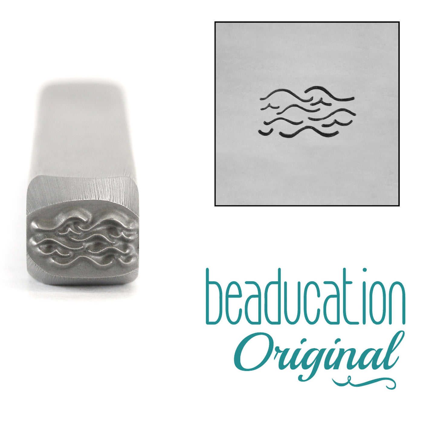 Simple Waves, Water, Metal Design Stamp, 8mm - Beaducation Original